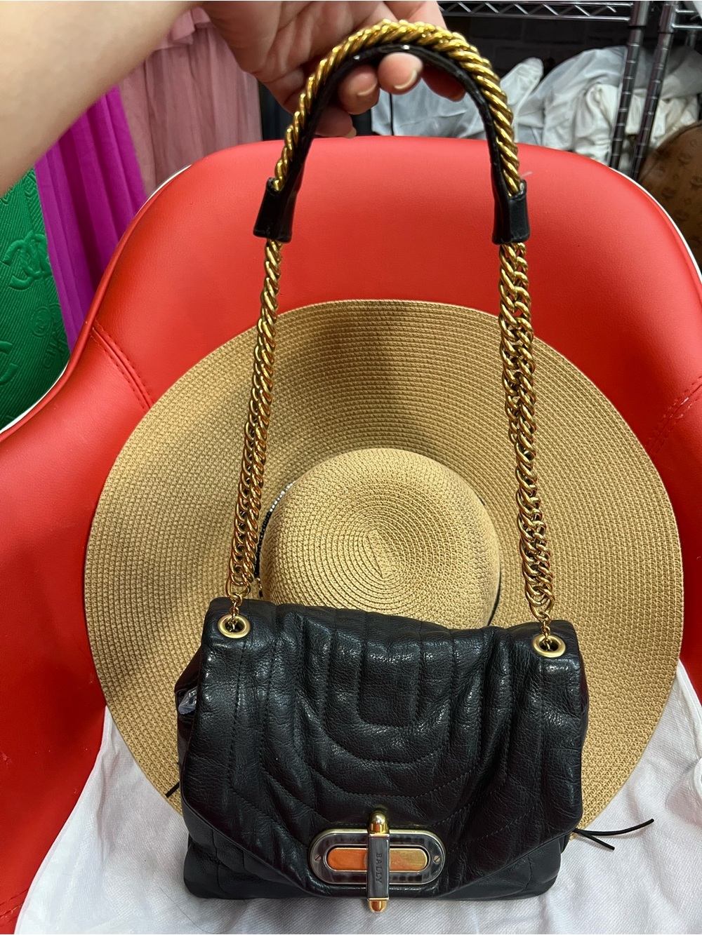 BALLY Vintage Quilted Leather Flap Shoulder Bag made in Switzerland